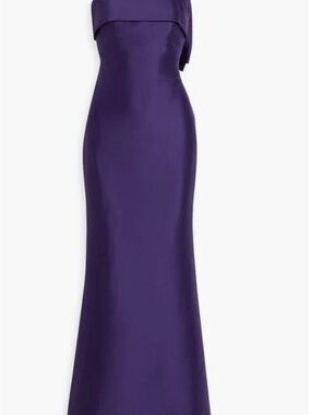 Badgley Mischka Strapless Satin Gown in Deep Purple